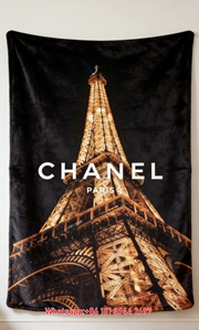 Chanel Paris Eiffel Tower Print Flannel Throw Blanket IMG_7173
